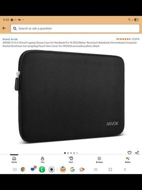 Black 13-14" Laptop Sleeve – Water-Resistant Protective Case